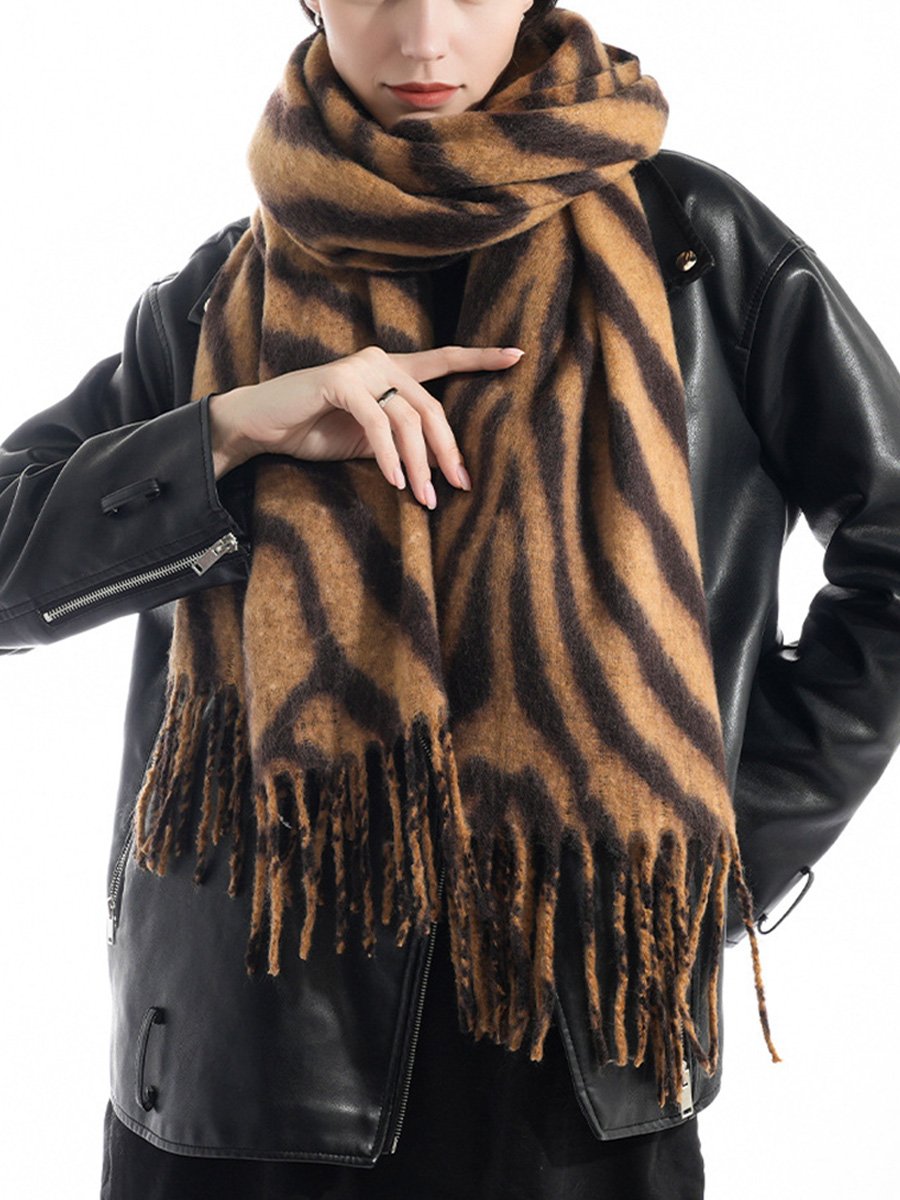 Cashmere Zebra Stripes Fashion Print Warm Scarf Shawl