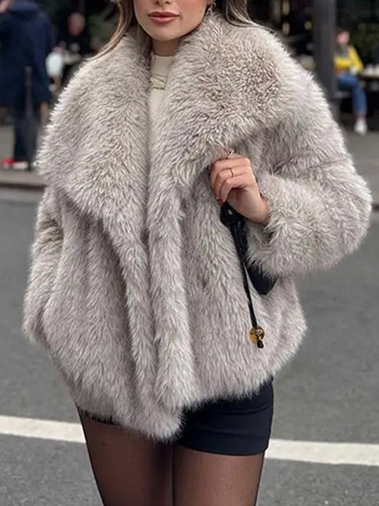 Fashion Lapel Fox Fur Coat