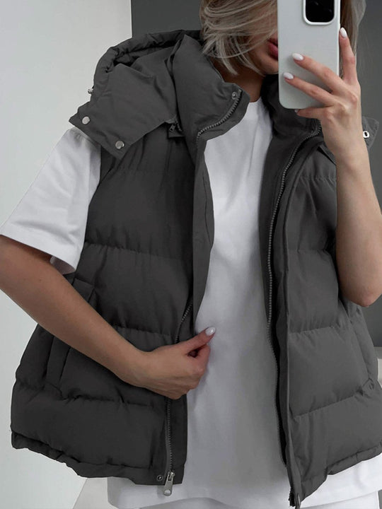 Fashion Outerwear Sleeveless Hooded Cotton Waistcoat