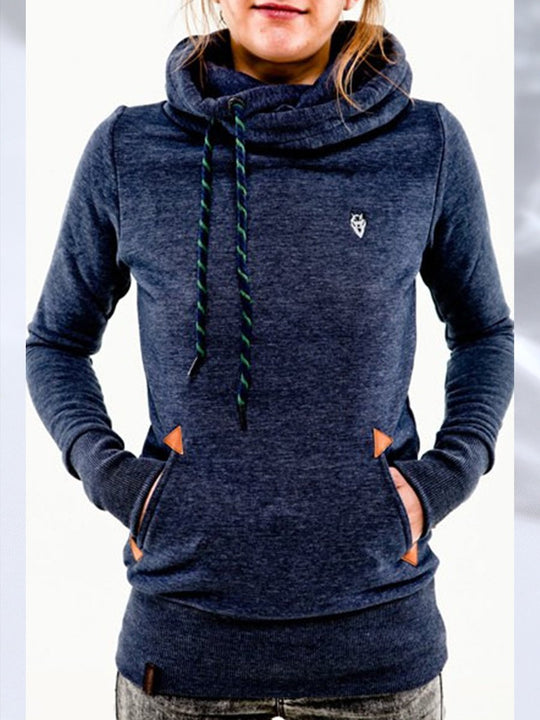 Fashion Hooded Long Sleeve Pocket Embroidery Hooded Fleece Sweatshirt