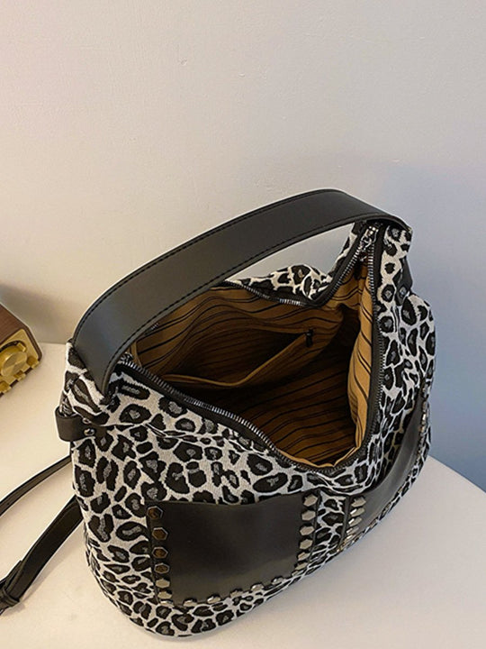 Vintage Casual Leopard Print Large Capacity Tote Bag