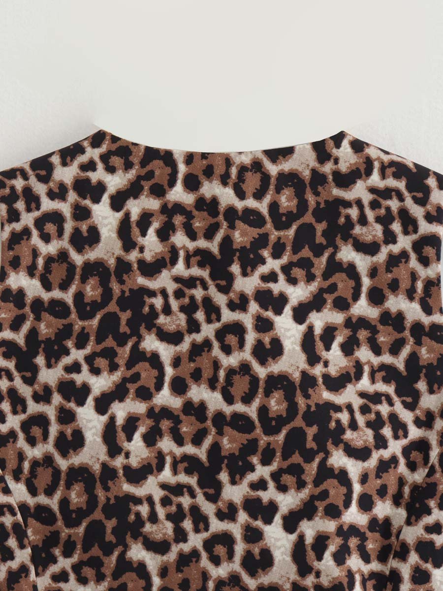 Women's Leopard Print V-Neck Casual Waistcoat