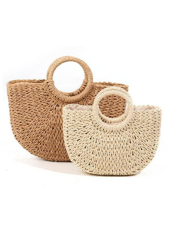 All-match Hand-held Holiday Half-circle Straw Bag