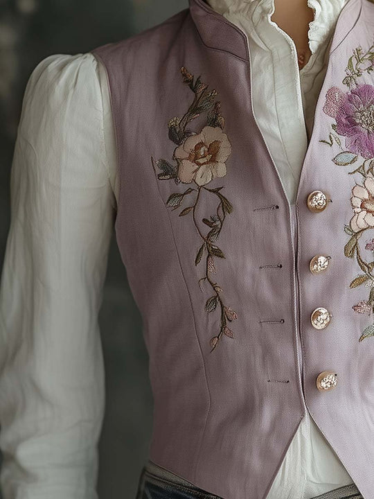 Lavender Bloom Embroidered Vest