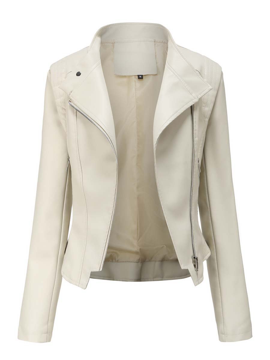 Women's Lapel Slim Leather Jacket