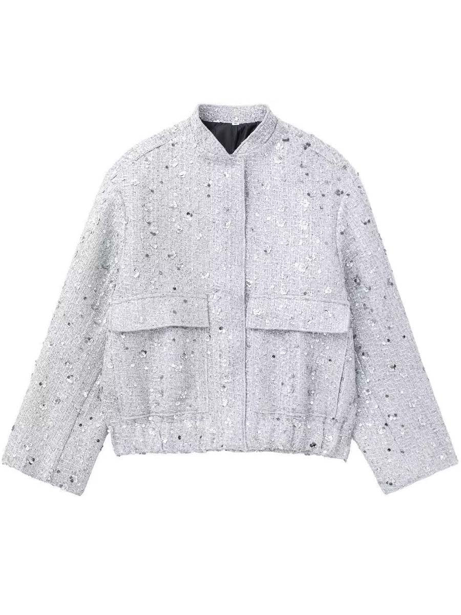 Women's Sequined Stand Collar Jacket