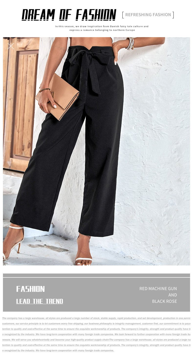 Belted Commuting High-waisted Wide-leg Pants for The Workplace 53110366