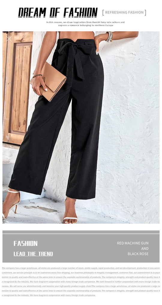 Belted Commuting High-waisted Wide-leg Pants for The Workplace 53110366