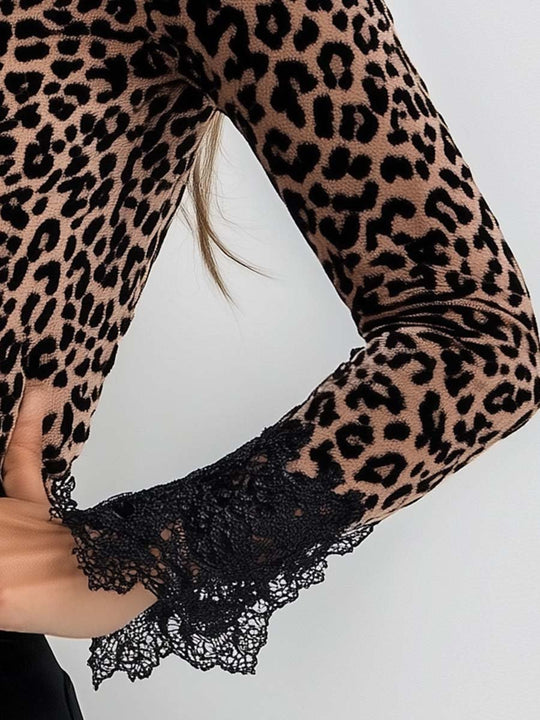 Women's Lace Leopard Velvet T-shirt