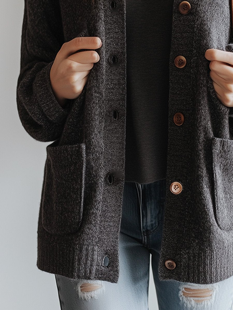 Grey Basic Long Sleeve Knit Cardigan