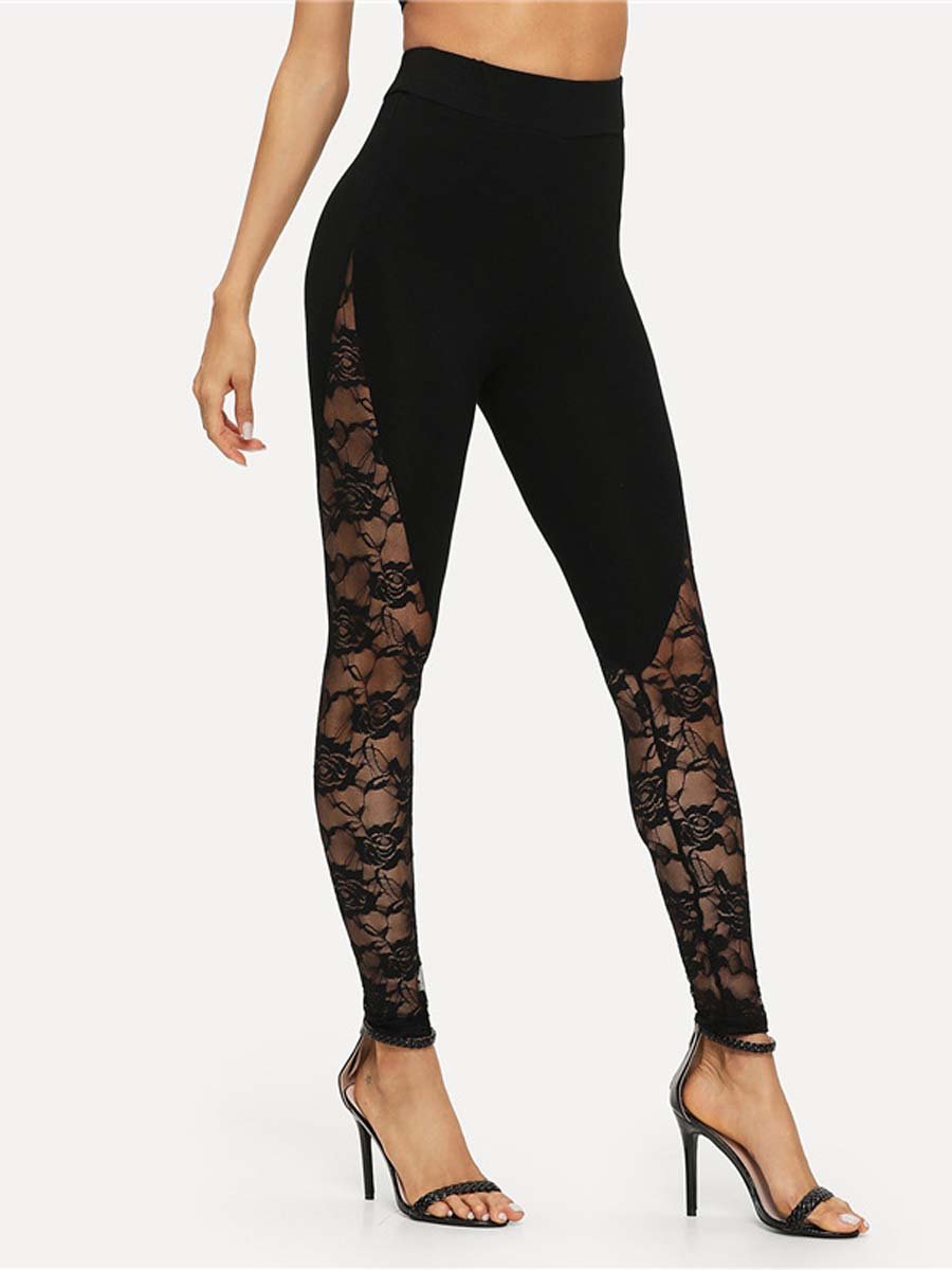 Hollow Lace Patchwork Leggings