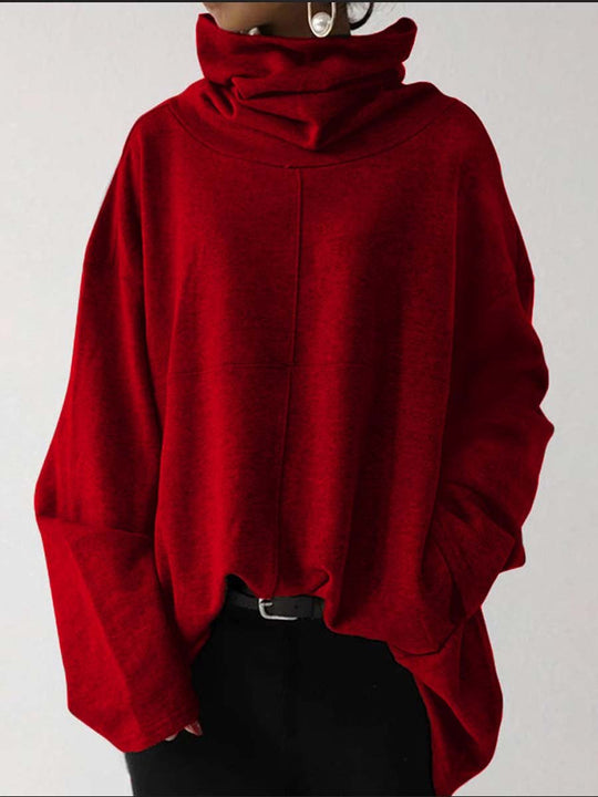 Women's Oversize Casual Long-sleeved Turtleneck Sweatshirt