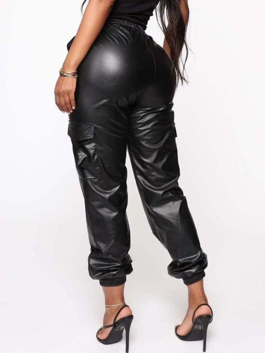 Women's Loose Leather Pants