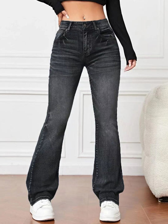 Fashionable and Versatile High Waist Bootcut Jeans