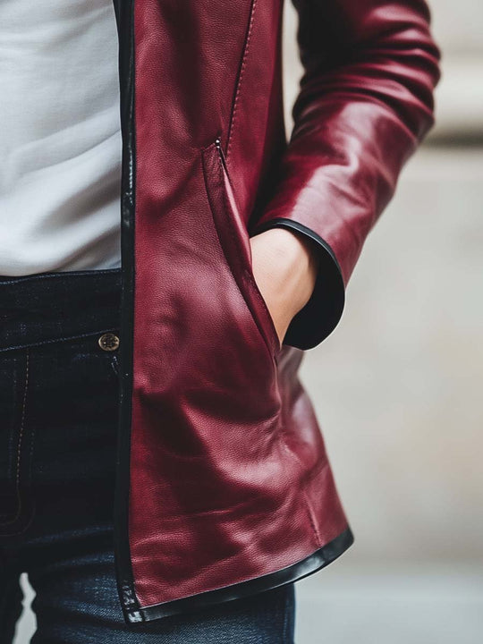 Women's Vintage Contrast Leather Jacket