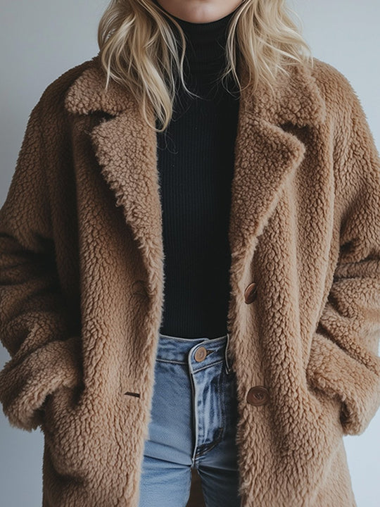 Vintage Lapel Lambskin Warm Coat