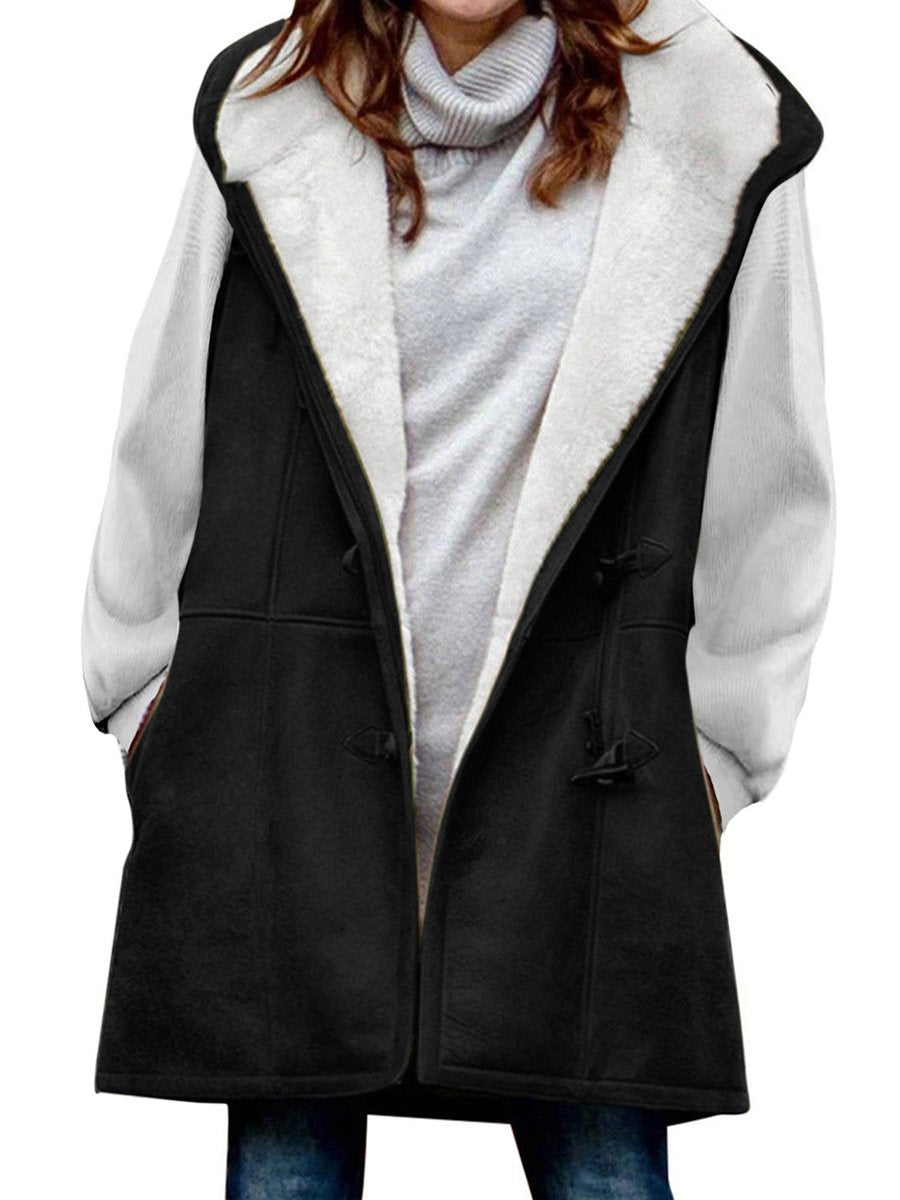 Loose Hooded Casual Thickened Wool Velvet Pocket Vest