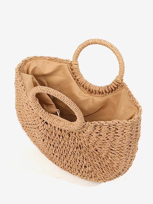 All-match Hand-held Holiday Half-circle Straw Bag