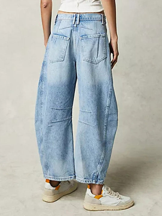 Women's Casual Loose Mid-Rise Tube Jeans