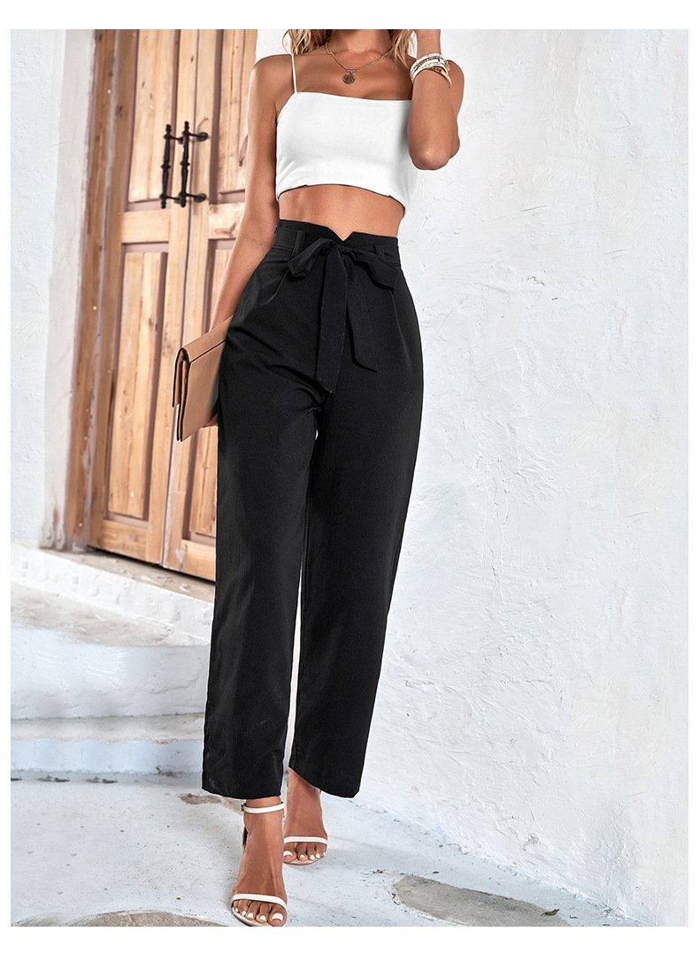 Belted Commuting High-waisted Wide-leg Pants for The Workplace 53110366