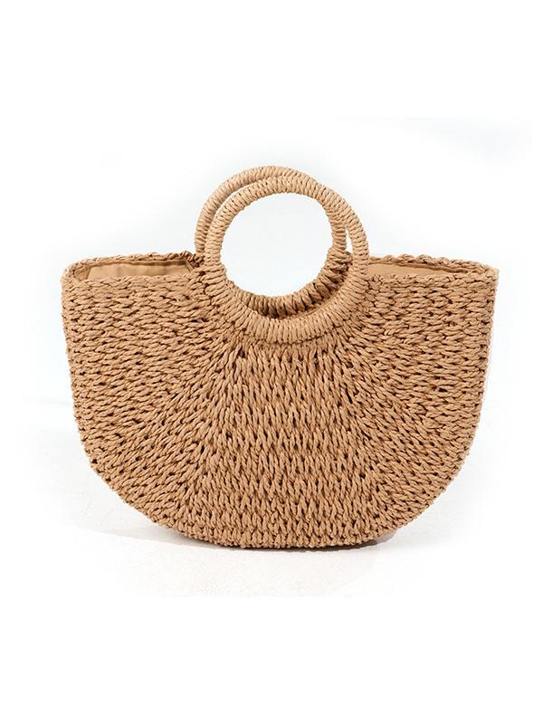 All-match Hand-held Holiday Half-circle Straw Bag