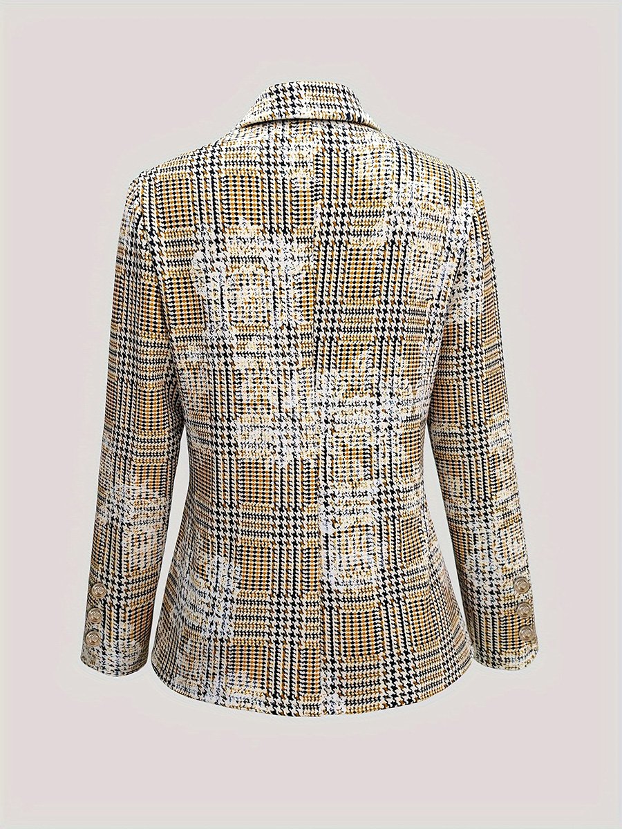 Fashionable and Versatile Houndstooth Long-sleeved Suit Jacket