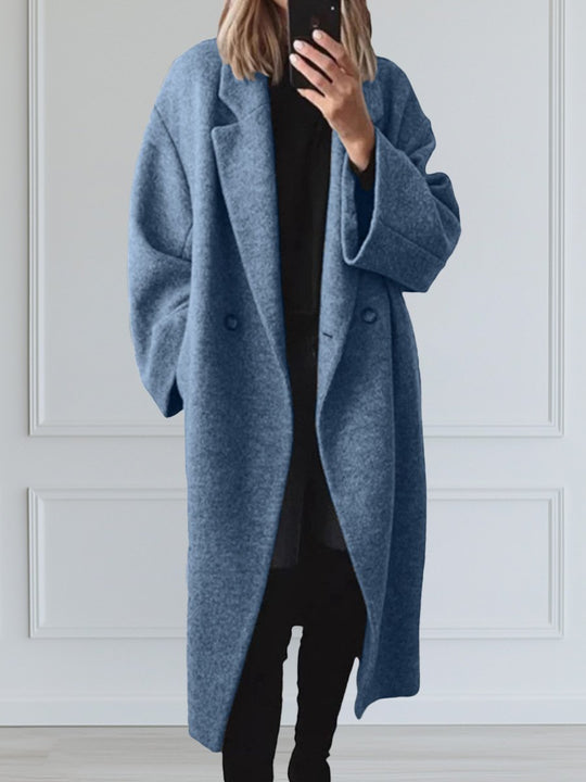 Fashion Lapel Woolen Long Coat