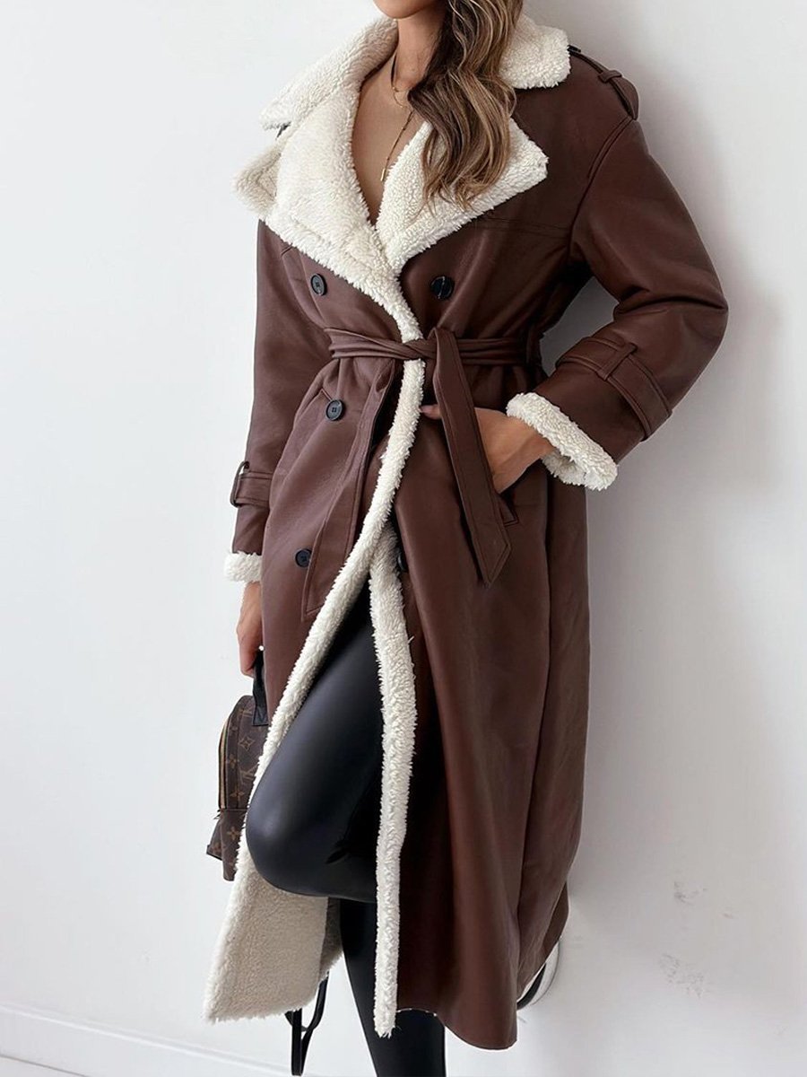 Double-layer Stand-up Collar Composite Fur Coat