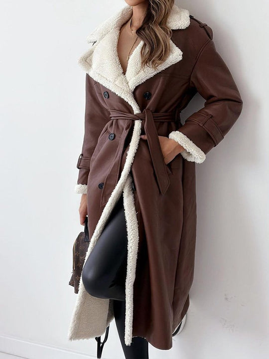 Double-layer Stand-up Collar Composite Fur Coat