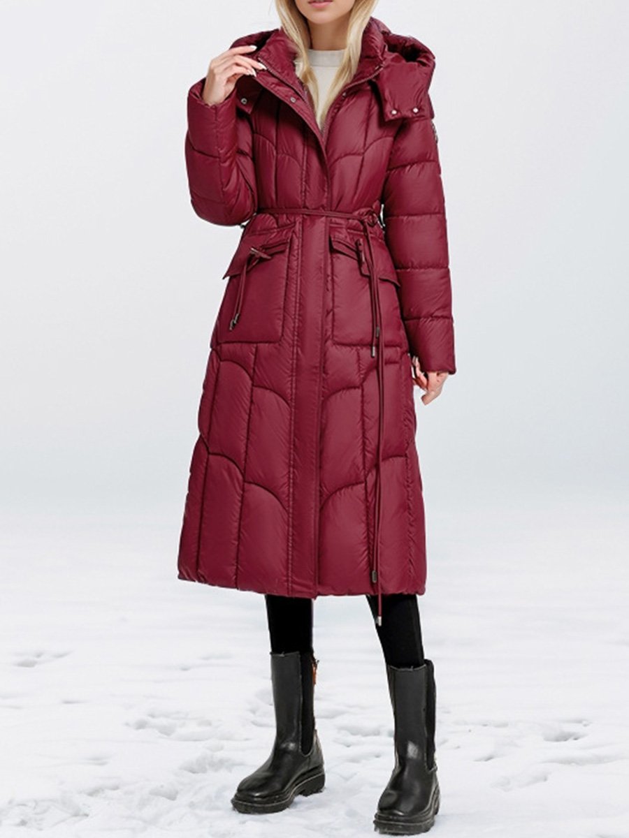 Fashionable Hooded Warm Waist Slim Down Jacket