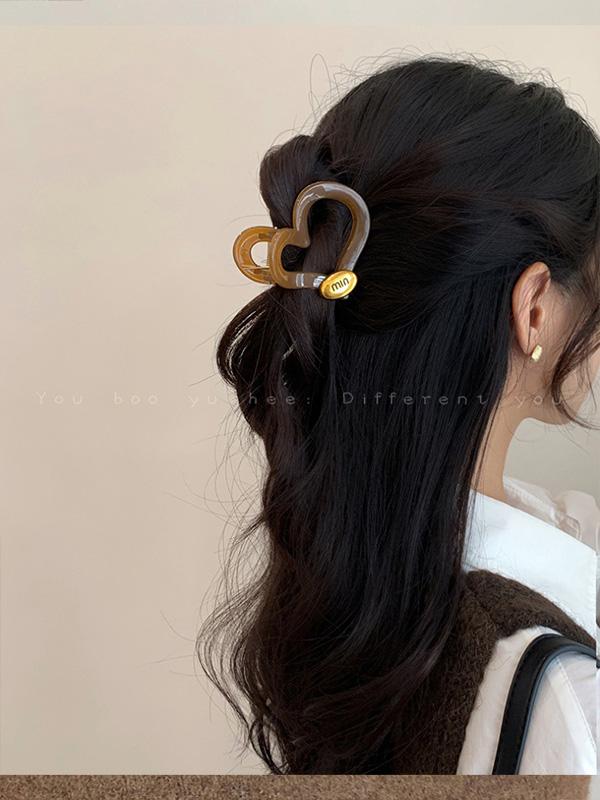 Maillard Style Letter Brown Hair Clip Hair Shark Clip