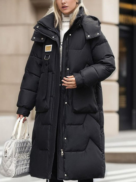 Casual Detachable Hooded Thickened Mid-Length Cotton Puffer Jacket