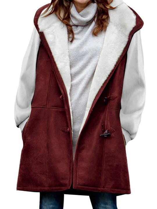 Loose Hooded Casual Thickened Wool Velvet Pocket Vest