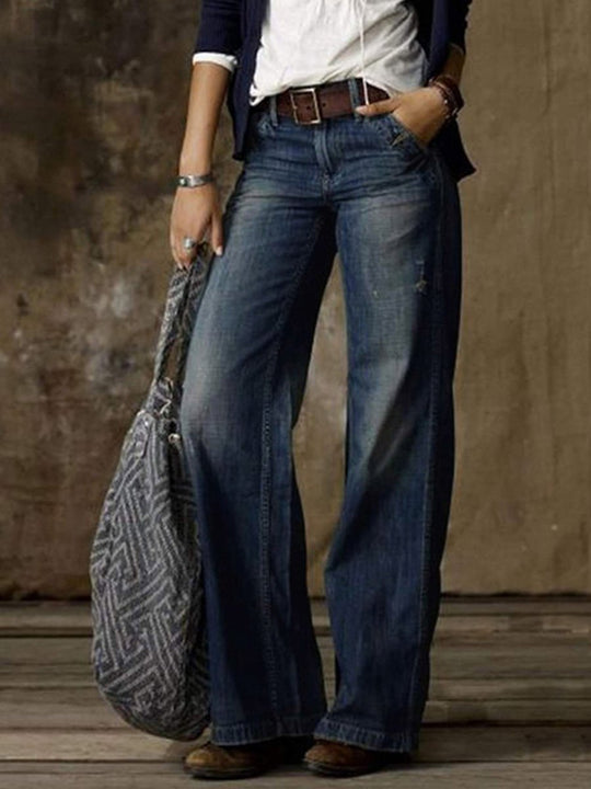 Retro Fashion Casual Straight Wide Leg Jeans