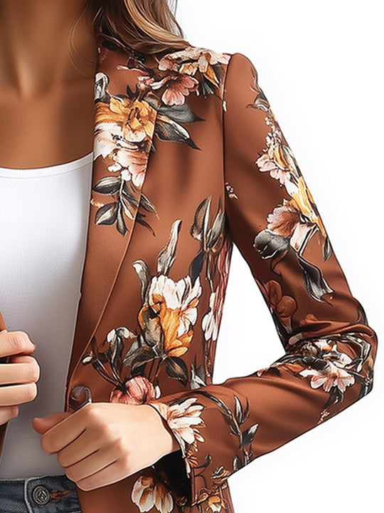 Commuter Lapel Satin Print Blazer