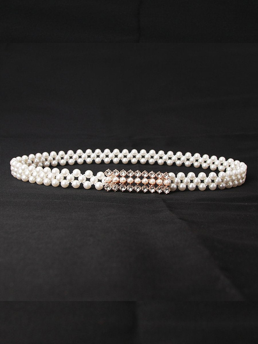 Women's Fashion Pearl Rhinestone Decorated Belt