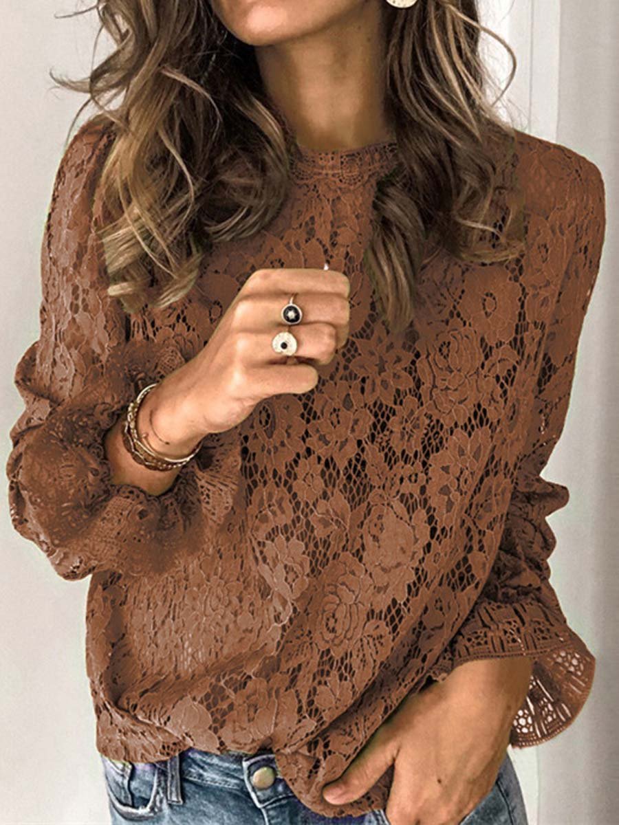 Women's Trumpet Sleeve Lace Blouse