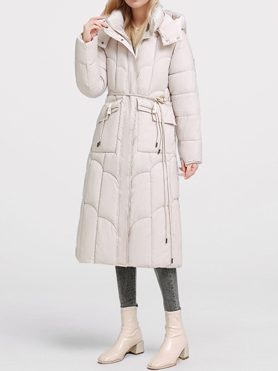 Fashionable Hooded Warm Waist Slim Down Jacket