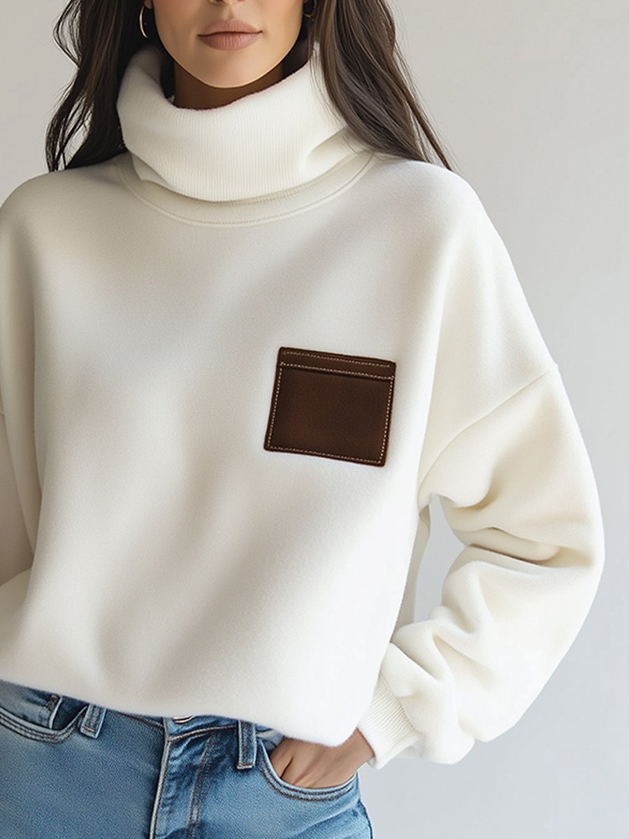 Women's Casual Sweater Fabric Turtleneck Sweatshirt