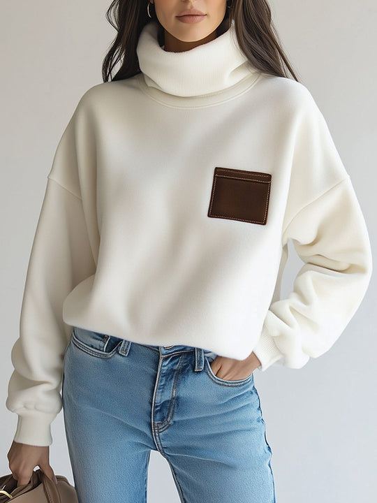 Women's Casual Sweater Fabric Turtleneck Sweatshirt