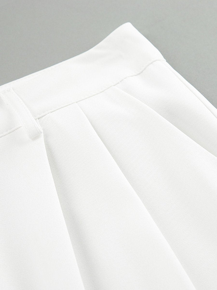 White Fashionable and Versatile Simple High Waist Trousers