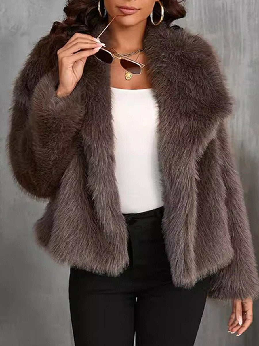 Fashion Lapel Fox Fur Coat