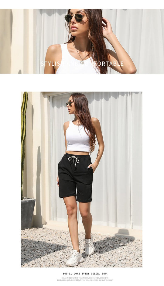 Elastic Drawstring Cropped Shorts 96816565YM