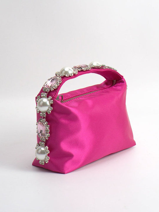 Diamond Pearl Satin Lunch Box Bag Evening Clutch