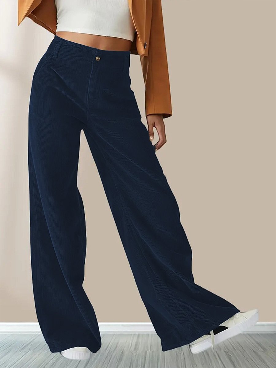 High Waist Slim Casual Drape Straight Pants