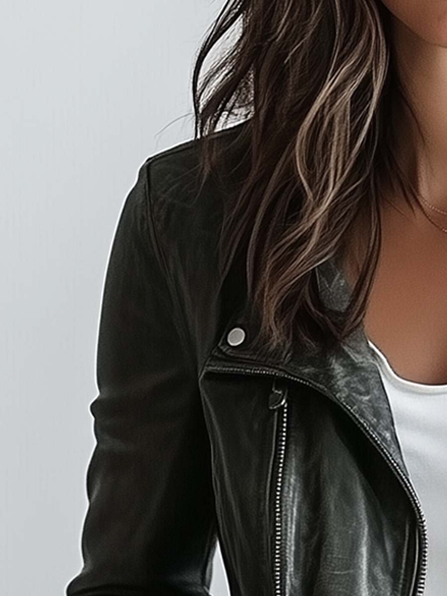 Women's Zipper Vintage Leather Jacket