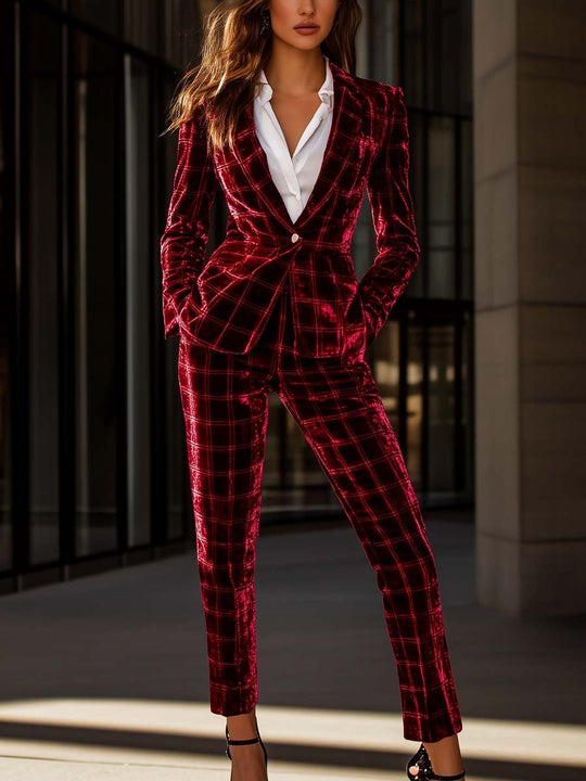 Women's Vintage Red Velvet Suit