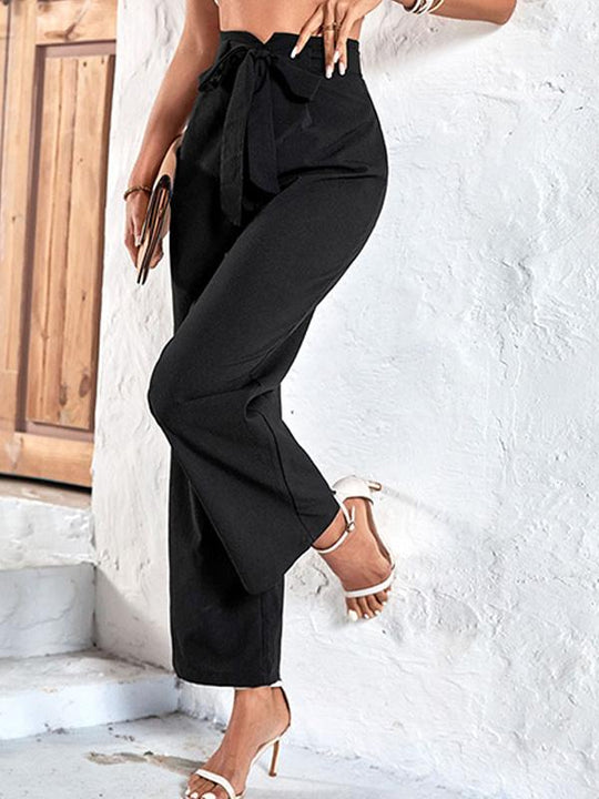 Belted Commuting High-waisted Wide-leg Pants for The Workplace 53110366