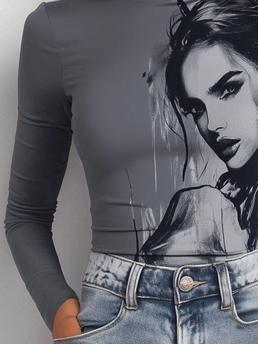 Art Print Long Sleeve Top