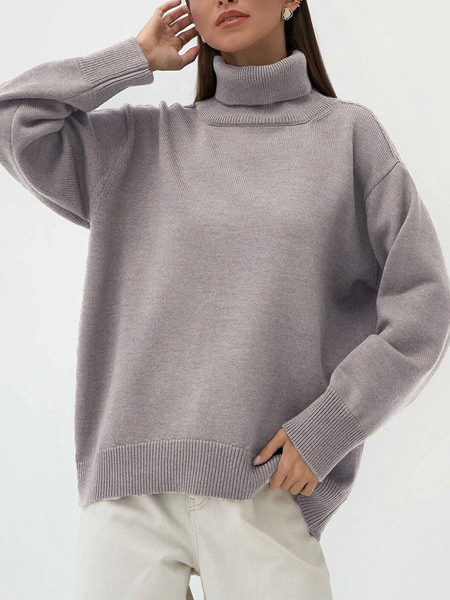 Turtleneck Loose Classic Versatile Solid Color Pullover Sweater